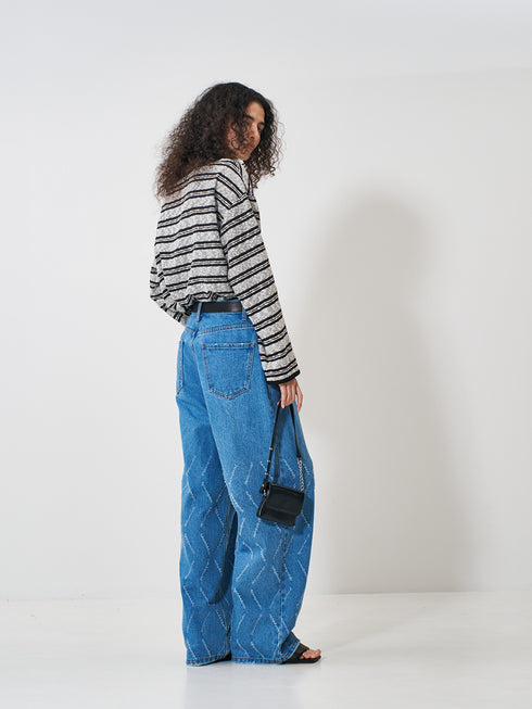 【 予約:2月上旬 】LASER CUT WIDE DENIM /Y261-31001